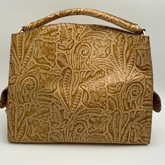 NEW Embossed Floral Gold Toned Leather HYPE Handbag - Picture 7 of 12
